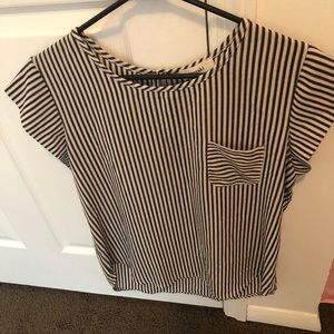 Dressy white and black striped shirt